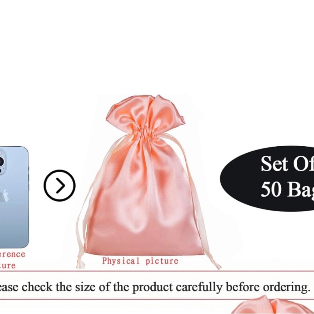 Pink Satin Drawstring Pouch - Picture 4 of 5